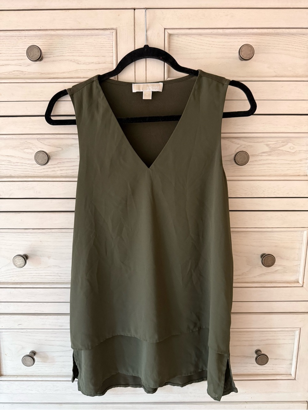 Michael Kors Olive green V - Neck sleeveless Top